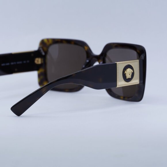 Versace VE4405 108/73 Sunglasses Havana Square Frame, Dark Brown Lenses main image 8